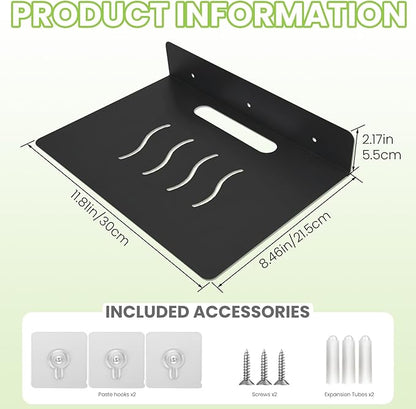Steel Floating Shelves for Wall,Small Wall Shelf，Suitable for Bedroom, Living Room, Bathroom, Kitchen, Office (Black, 11.81x8.46 in)