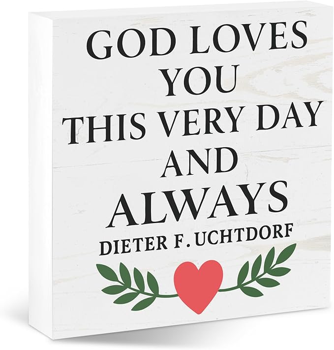 Valentines Desk Decor, Valentine's Day Home Office Table Sign for Wife Daughter from Dad Husband, Valentine Gifts Decorations for Porch Tiered Tray Shelf Party, God Loves You Day and Always