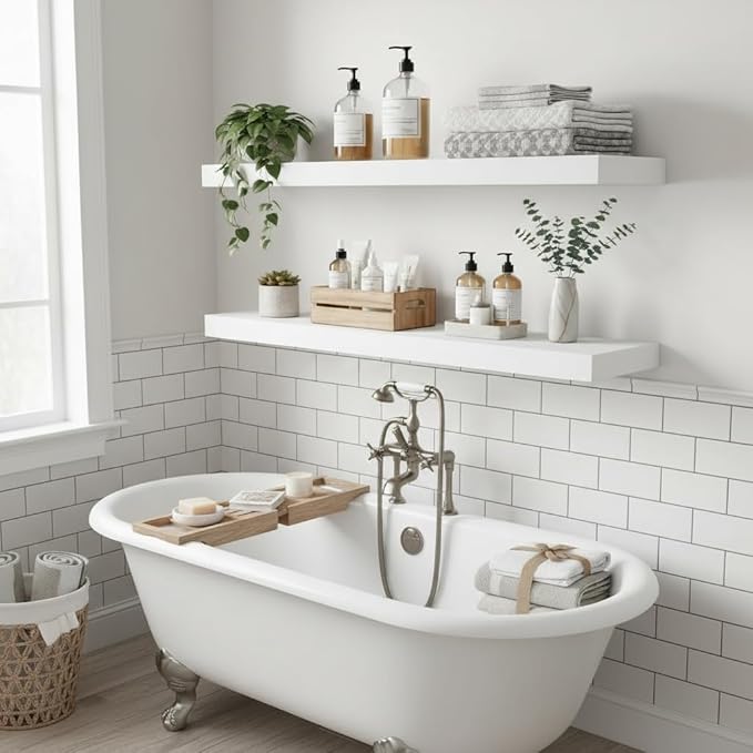 Vivelove 24/36/48/55 Inch Floating Shelves for Wall, 12 Deep Shelves for Room Wall Mounted, 2