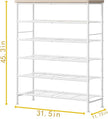 SUOERNUO Shoe Rack Organizer 6 Tier for Closet Entryway Free Standing Metal Storage Shoe Shelf with MDF Top Board，White+Oak