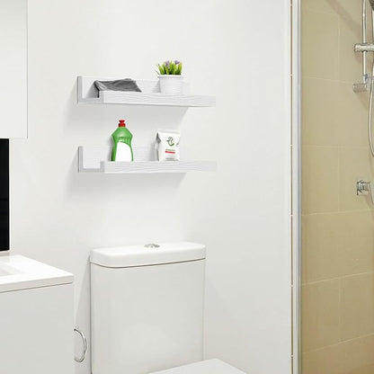 ZNZ Floating Wall Shelves for Home Decor, Durable PS Material Shelf, Strong One-Piece Design for Bedroom, Living Room, Office, Kitchen, Bathroom, Picture Ledge, White