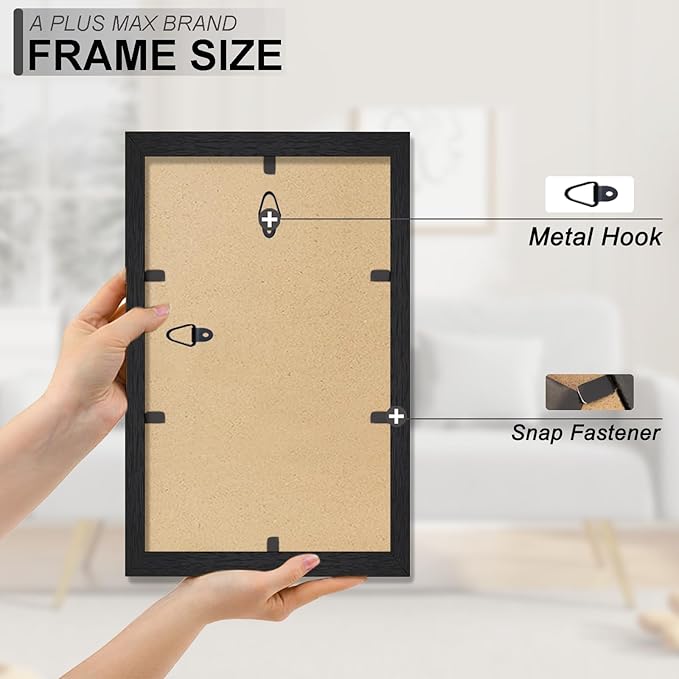 A PLUS MAX 6x12 Picture Frame Set of 2, Black Engineered Wood Frame for 6 x 12 Inch Picture Poster Photo, Light Weight 6 by 12 Frame with Wood-grain for Wall - 2 Pack/Black/6