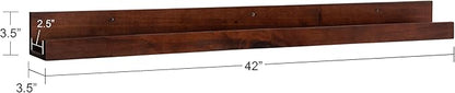 Kate and Laurel Levie Modern Floating Wall Shelf Picture Frame Holder Ledge, Dark Walnut Brown