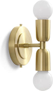 BRIGHTTIA Luna Duo 2 Light Wall Sconce - Mid Century Modern Fixture for Wall & Ceiling - Minimalist Edison Lamp for Hallway and Bathroom Vanity - Brushed Gold (BW0026-2G)