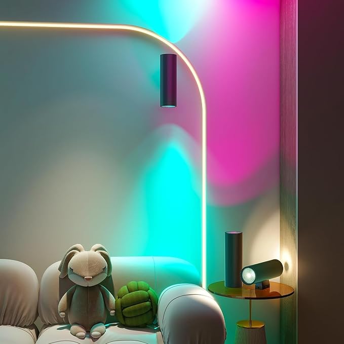 Wall Sconces Set of Two - 16 Color Changing Night Lights Plug into Wall, RGBW Wall Lamp with Remote, LED Up Down Lights for Bedroom Living Room