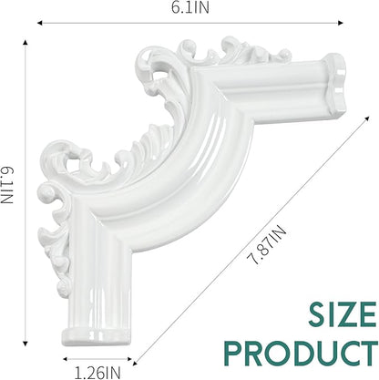 French Style 3D Floral PVC Panels - 6.1INx6.1IN.Self-Adhesive Corner Molding for DIY Wainscoting & Furniture Decor (2PCS,White)