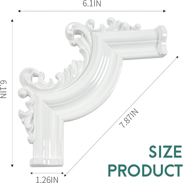 French Style 3D Floral PVC Panels - 6.1INx6.1IN.Self-Adhesive Corner Molding for DIY Wainscoting & Furniture Decor (2PCS,White)