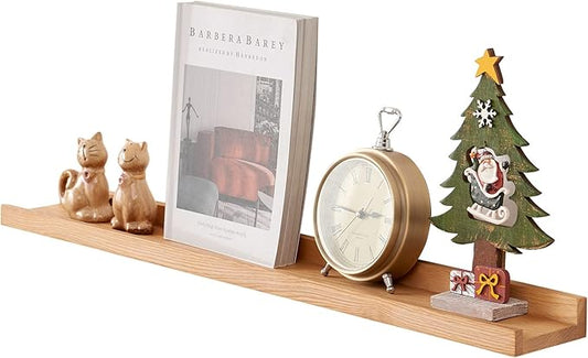 Floating Shelf for Wall Natural Oak Wood Wall Shelves 32 inches, Display Picture Ledge Shelf for Bedroom Living Room Bathroom Office Kitchen Storage Shelves