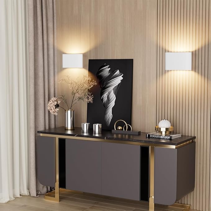 Aipsun Modern LED Wall Sconces Hardwired Interior Wall Lights 4 Packs Indoor Aluminum Up and Down Wall Mount Light for Living Room Bedroom Hallway Corridor Warm White 3000K(with G9 Bulbs)
