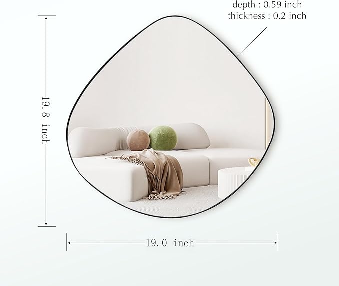 Irregular Wall Mirror Matel Matte Black Framed Wall Mirror for Living Room Bedroom Bathroom Entryway Wall Decor 19.8