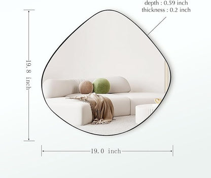 Irregular Wall Mirror Matel Matte Black Framed Wall Mirror for Living Room Bedroom Bathroom Entryway Wall Decor 19.8" L x 19.0" W ELE-005B