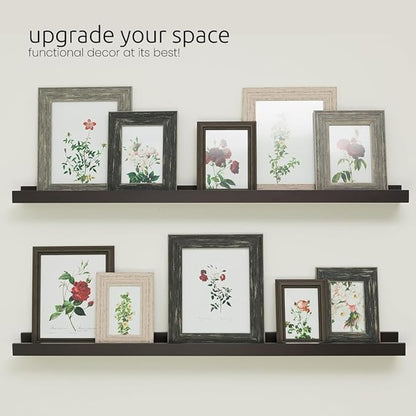 Kiera Grace Floating Shelves for Wall, Engineered Wood Picture Frame Wall Shelves, Easy to Assemble Display Shelves, Ideal for Home Decor, Pack of 2, 44" L x 4" W x 2" H, Espresso