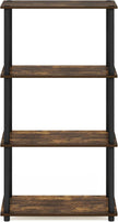 Furinno Turn-N-Tube Storage Shelves, 4-Tier Toolless Book Shelf, Corner Shelf, Toolless Open Shelves, for Organization and Storage, Living Room, Garage, Home Office, Amber Pine