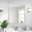 Wall Mount Mirror for Bathroom, Brush Silver Metal Framed Rounded Corner Square Rectangular Vanity Mirror (30