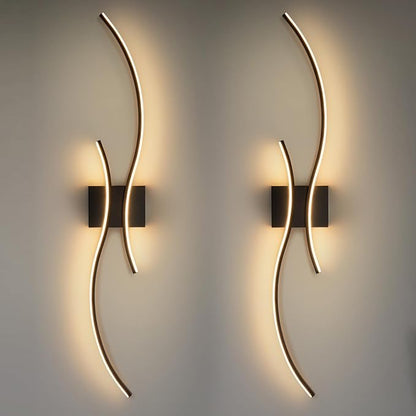 CANEOE Modern Led Wall Light, Black Indoor Led Wall Sconce Lighting, Bathroom Vanity Light Fixtures Over Mirror for Living Room Hallway Bedroom Bedside Wall Lamp (Black,3000K, 2 Packs,Hard-Wired)