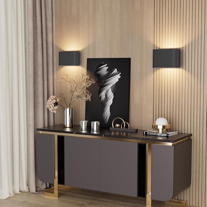 Aipsun Black Modern LED Wall Sconces 4 Packs Indoor Wall Lights Hardwired Up and Down Wall Mount Light for Living Room Bedroom Hallway Corridor Conservatory Warm White 3000K(with G9 Bulbs)