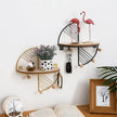 JOSON Bedroom Half Round Wall Mounted Floating Shelf for Bedroom, Living Room, Office Metal Geometric Hanging Shelf (Black)