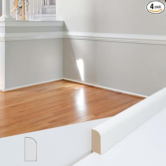 Art3d 4-Pack Wall Molding Trim, 8 ft Each, MDF Wainscoting Panels, Paintable & Warp-Resistant, Easy Adhesive Installation for Living Room, Bedroom & Office Déco- Total Length 32 ft (White 2)