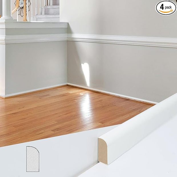 Art3d 4-Pack Wall Molding Trim, 8 ft Each, MDF Wainscoting Panels, Paintable & Warp-Resistant, Easy Adhesive Installation for Living Room, Bedroom & Office Déco- Total Length 32 ft (White 2)
