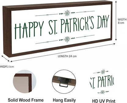 Happy St. Patrick's Day Desk Sign, Irish Holiday Decor, St Patrick's Day Decorations Wood Sign, Rustic Farmhouse Home Office Party Decorations, Indoor Wall Art Plaque, Irish Gift for Women Men
