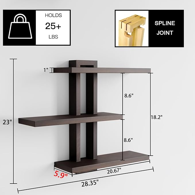 Variable Wood Floating Shelves Set of 3, Wall Cube Shelves 28.35