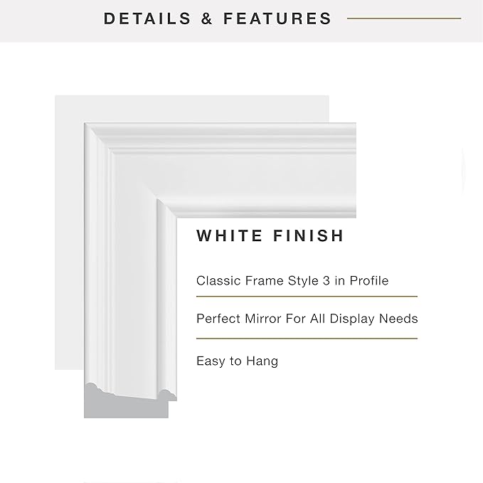 MCS 15 x21 Inch Wall Mirror, 21x27 Inch Overall Size, White (20450)