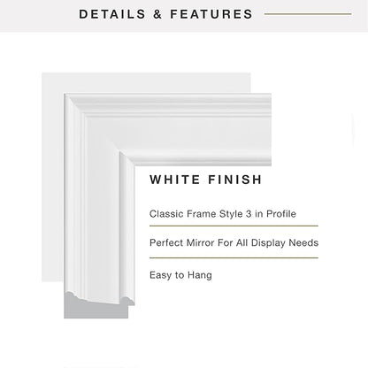 MCS 15 x21 Inch Wall Mirror, 21x27 Inch Overall Size, White (20450)