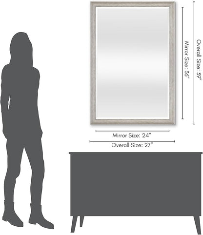 Americanflat 24x36 Wall Mirror - Hanging Mirrors with Durable Frame - Modern Mirror for Bathroom, Bedroom, Living Room - Mirrors for Wall Display and Home Decor - Distressed Grey