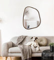 Asymmetrical Mirror Irregular Oval Wall Mirror Modern Wood Frame Unique Shape Wall Mounted Vanity Artistic Mirror Decorative for Living Room Bedroom Bathroom Entryway Hallway 20