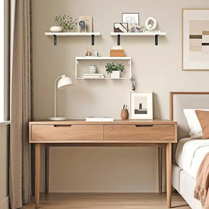 Floating Bathroom Shelves Wall Mounted - Wooden Shelf Set of 3 for Over Toilet Storage & Modern Bathroom Decor - Perfect Shelving Organizer for Apartments RVs Powder Room Restroom - White