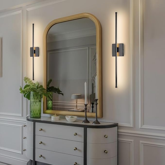 Modern LED Wall Sconces, Hardwired Wall Sconces, 3000K Warm Light Wall Lamp,Black Wall Light Fixtures for Living Room, Bathroom, Bedroom