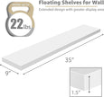 Sorbus Floating Shelves for Wall - 35 Inch Long Bathroom Shelves, Wall Decor for Bedroom, Kitchen, Living Room & Book Storage - Mounted Floating Shelf with Invisible Brackets (White, 2 Pack) | Long Wall Shelves, for Bedroom, Kitchen, Living Room, Bathr...