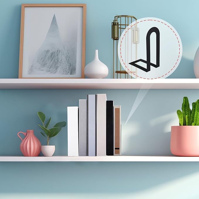 Chunful 24 Pcs Book Ends Bulk for Shelves Decorative Small Modern Metal Bookends Book Shelf Organizer Minimalist Design Stopper to Hold Books for Home Office (Black, 5.5 * 3.75 * 2.25inch)