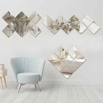 Vlush Home Gym Mirror Tiles 11'' x 11'' x 8PCS Full Body Mirror Full Length & Wall Mounted Mirrors Decorative for Home Gym, Door, Bedroom & Bathroom