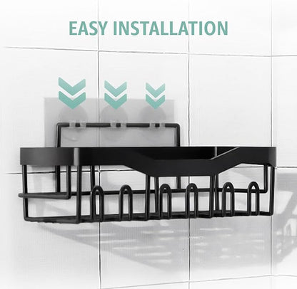 GD Adhesive Shower Caddy 5 Pack – Rustproof Stainless Steel No-Drill Bathroom Organizer Shelves with Large Capacity, Waterproof Storage Racks for Shower, Kitchen, Dorm, Apartment, and Home