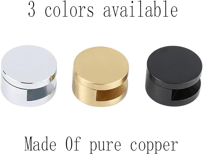 Mirror Clips, Thickened Brass Mirror Floating Glass Clip - Round Wall Mounted Mirrors Bracket/Clip -Bathroom Mirrors Supporting Sheet Mirror Fixed Fitting Gold - (4 Pcs)