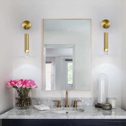 Gold Wall Sconces Modern LED Wall Lights Acrylic Wall Lighting Bathroom Vanity Light Fixture Indoor Wall Fixture for Bedroom Bedside Corridor Hallway Living Room（1-Pack）