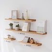 16 Inch Floating Shelves Wall Mounted Set of 2, Rustic Wall Shelves for Decor and Storage, Natural Solid Oak Wood Shelf, Picture Ledge for Bedroom/Bathroom/Living Room/Kitchen, Natural Color, 16*4*1.5