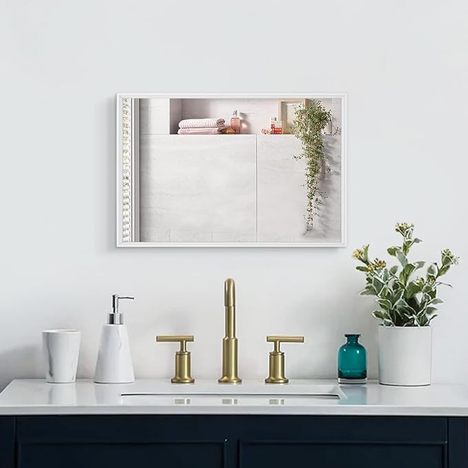 AAZZKANG Wall Mirror Large Rectangular White Mirrors with Metal Frame for Farmhouse Bathroom Bedroom Living Room Entryway Hanging Vertically or Horizontally 20
