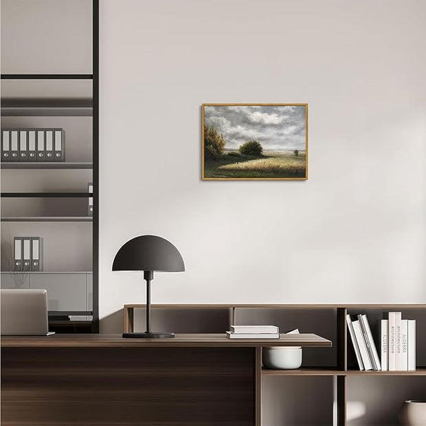 OIQArtOIQ Vintage Landscape Canvas Wall Art Framed Natural Scenery Painting Artwork Prints France Country Wilderness Farmhouse Decor Pictures Kitchen Bedroom Living Room Bathroom