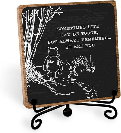 Winnie Inspirational Desk Sign Pooh, Cute Inspirational Gifts for Women Men, Friends Family Apart Gifts, Sympathy Keepsake, Motivational Table Desk Cubicles Accessories Decorations