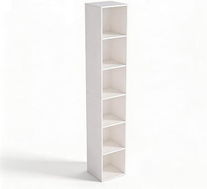 White Cube Shelf, 6 Cube Storage Organizer, 6-Tier Cube Storage Shelf, Freestanding Low Bookcase for Living Room Decor, Bedroom Clothes, Kids Toys & Home Office