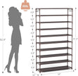 LANTEFUL 10 Tiers Shoe Rack 50 Pairs Large Capacity Tall Shoe Organizer Sturdy Shoe Storage with Two Hooks Space Saving Metal Wide Shoe Rack for Closet, Entryway, Bedroom, Brown