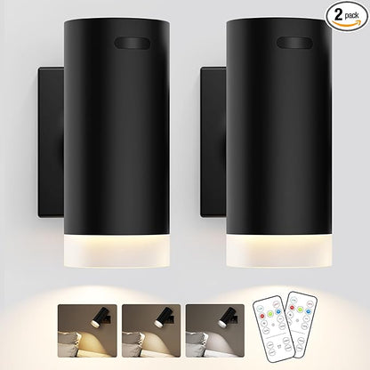 Battery Operated Wall Sconces 3CCT Dimmable Wireless Sconces Set of 2, Rechargeable Wall Lights with Magnet Ball, Wall Decor Set of 2 for Reading Bedroom Bedside Picture
