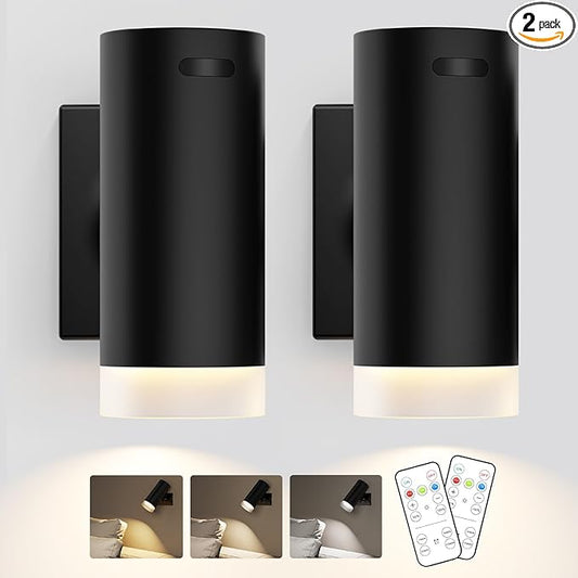Battery Operated Wall Sconces 3CCT Dimmable Wireless Sconces Set of 2, Rechargeable Wall Lights with Magnet Ball, Wall Decor Set of 2 for Reading Bedroom Bedside Picture
