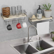 Wall Decor Floating Shelves, Home Decor with Towel Bar/Hooks, Wall Shelves for Bathroom/Living Room/Kitchen/Bedroom, (Black-Natural) Floating Bathroom Shelves