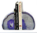 JIC Gem Book Ends for Shelves Dyed Purple Agate Bookends Natural Geode Brazilian Rock Stone Book Ends Decorative with Rubber Bumpers Small Size(1 Pair, 2-3 LBS)