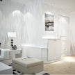Q QIHANG Simple Fashionable Non-Woven Wallpaper 3D Embossed Three-Dimensional Flocking Foaming Wave Stripes Bedroom Living Room TV Background Wall Shop Decoration20.87 Wx393.7 L Non-Pasted (Cream)