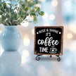 Coffee Bar Decor Sign, Rise & Shine It's Coffee Time Sign With Stand For Farmhouse Home Kitchen Table, Wine Sign For Farmhouse Home Kitchen Office Bar Shelf Table, Gifts For Family Friend Coworker