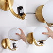 Gold Wall Sconces Set of 2, Mid Century Modern Wall Sconce with Globe Frosted Glass Shade, Art Deco Wall Mounted Light Fixture for Living Room, Bedroom, Hallway